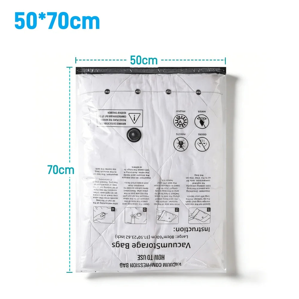Vacuum Storage Bags for Clothes, Wardrobe Organizer Space Saver Compression Bag for Pillows Bedding, Travel Suitcases Essentials