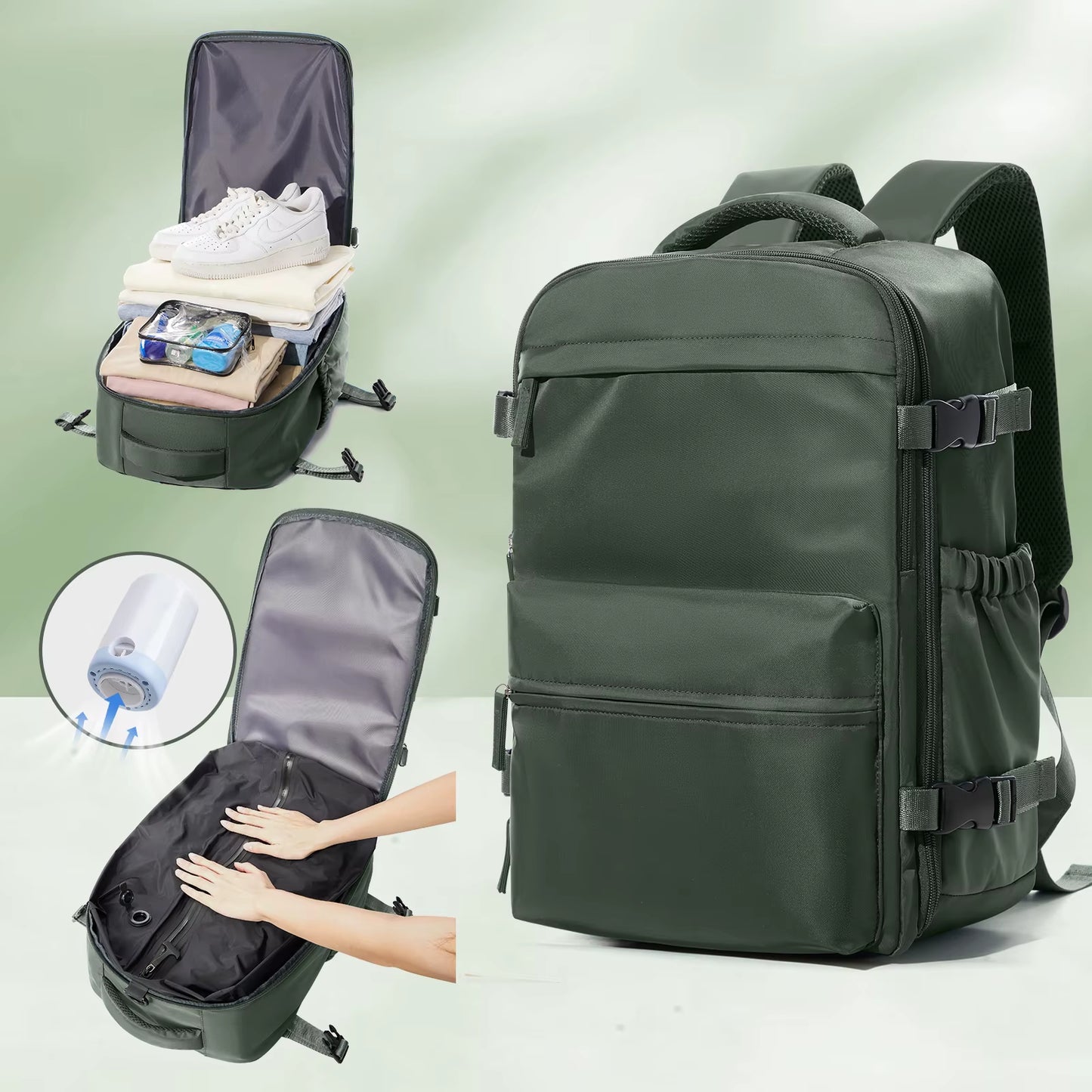 Vacuum Backpack Travel Bag for Men Large Capacity Backpack Business Laptop Backpack Women Men Expandable Backpack School Bag