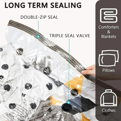 Vacuum Storage Bags for Clothes, Wardrobe Organizer Space Saver Compression Bag for Pillows Bedding, Travel Suitcases Essentials