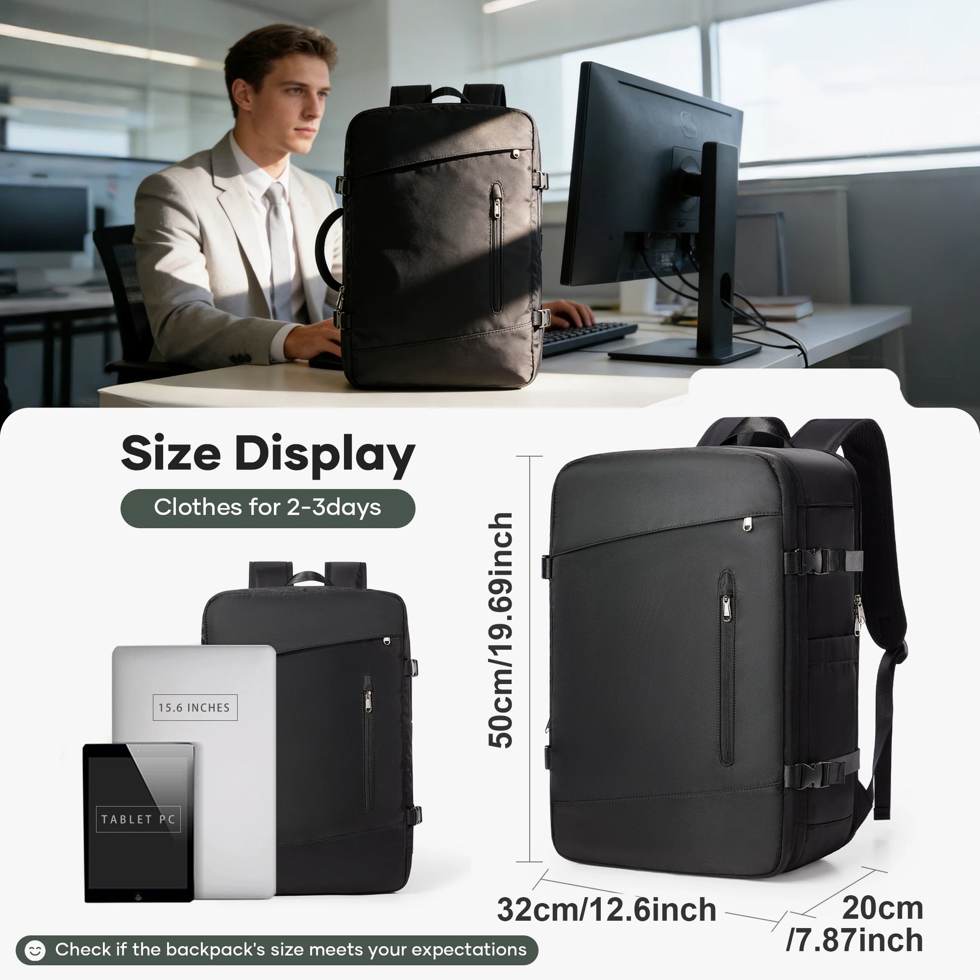 Men'S Backpack, Vacuum Compression Travel Backpack Men'S Suit Storage Backpack Multi Functional Large Capacity Business Work Bag