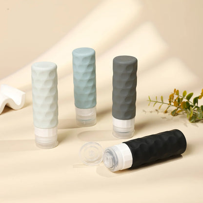 4Pcs Silicone Travel Bottles Set Leak Proof TSA Approved Squeeze Containers with Clear Toiletry Bag for Shampoo Lotion