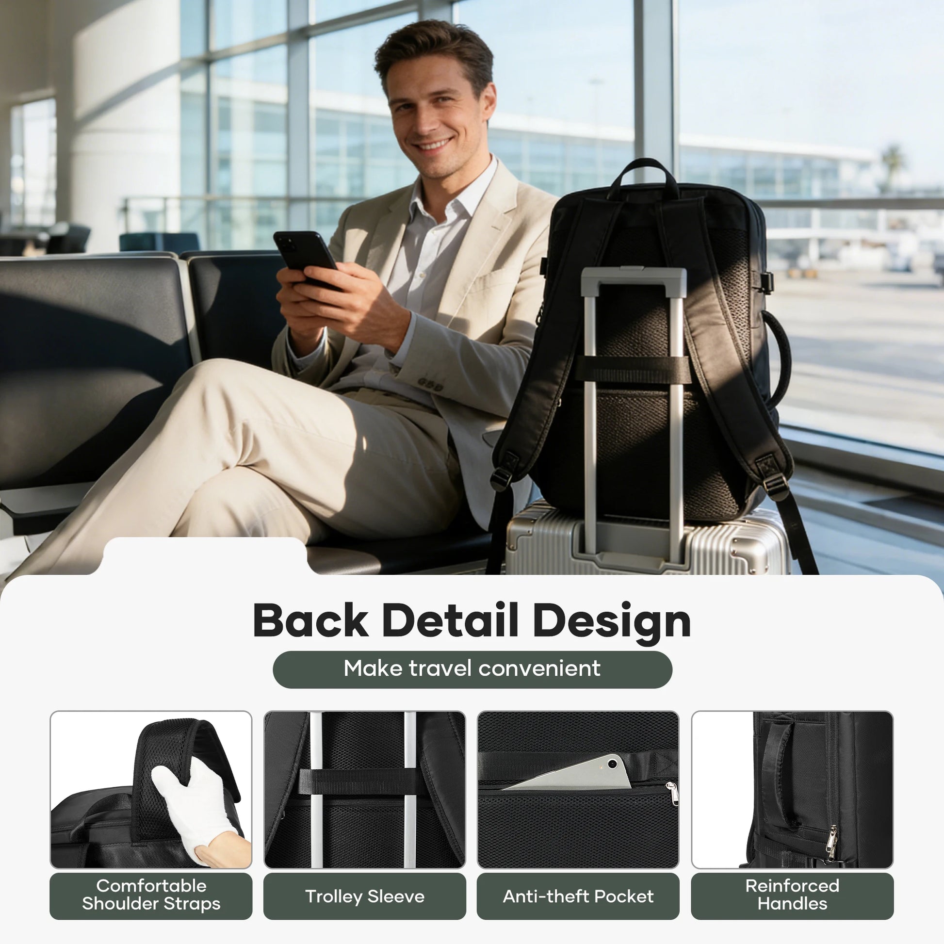 Men'S Backpack, Vacuum Compression Travel Backpack Men'S Suit Storage Backpack Multi Functional Large Capacity Business Work Bag