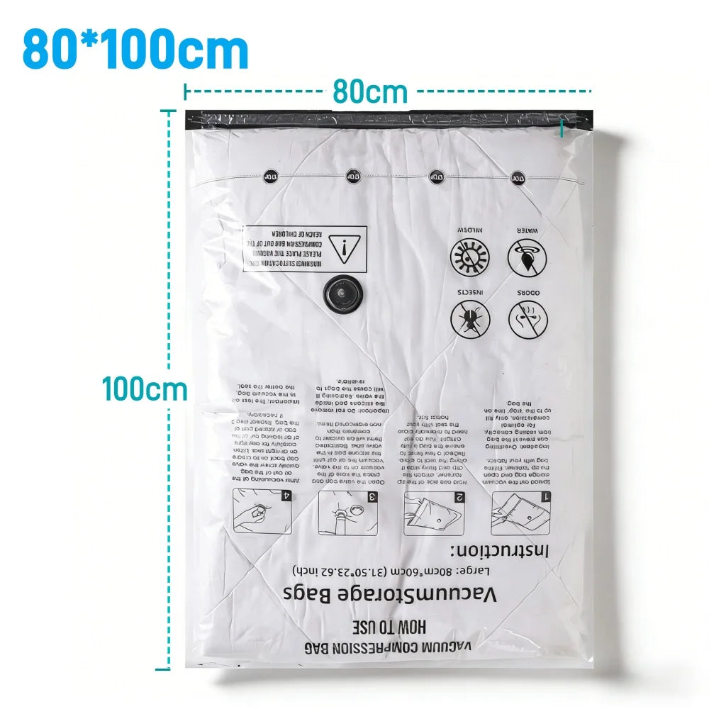 Vacuum Storage Bags for Clothes, Wardrobe Organizer Space Saver Compression Bag for Pillows Bedding, Travel Suitcases Essentials