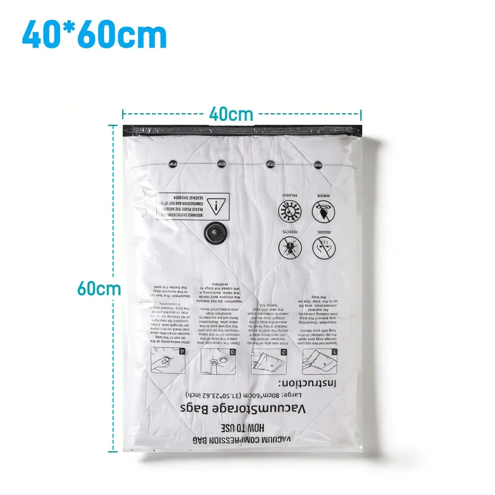 Vacuum Storage Bags for Clothes, Wardrobe Organizer Space Saver Compression Bag for Pillows Bedding, Travel Suitcases Essentials