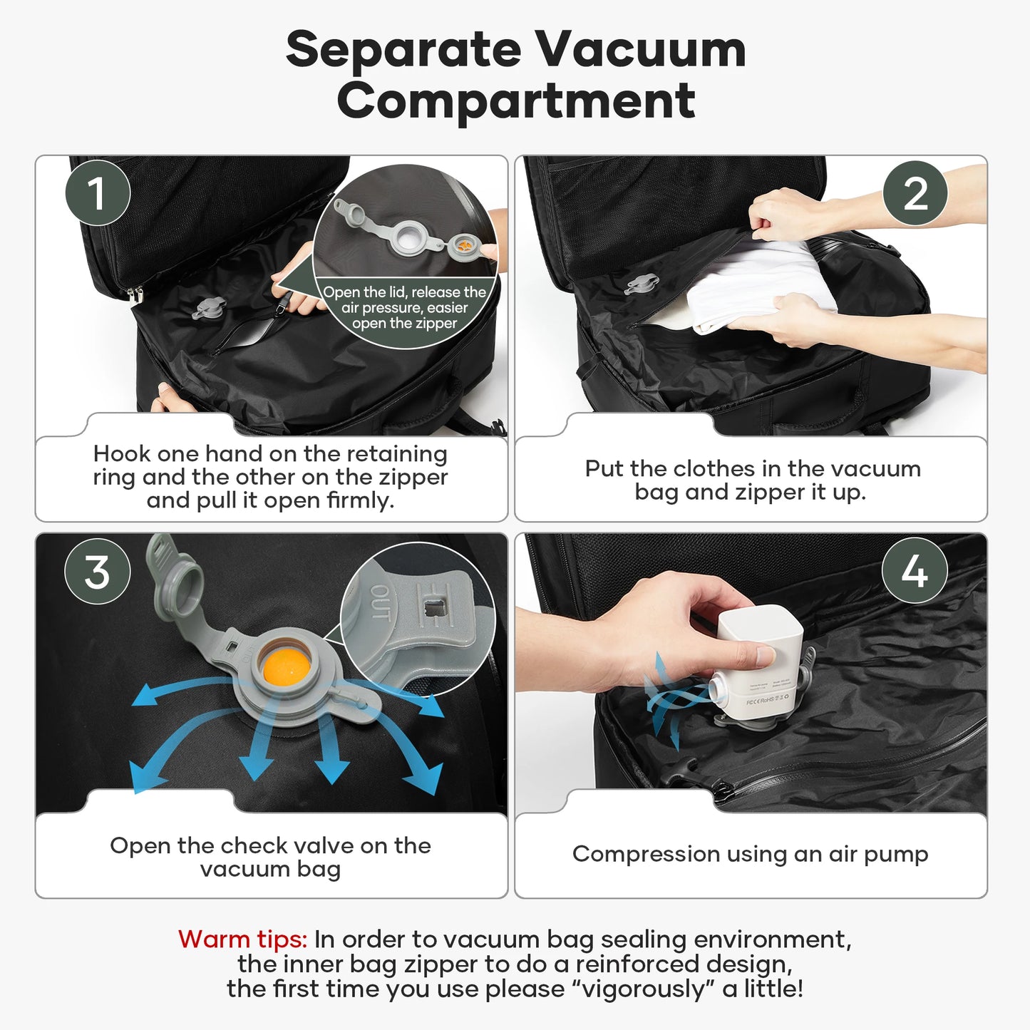Men'S Backpack, Vacuum Compression Travel Backpack Men'S Suit Storage Backpack Multi Functional Large Capacity Business Work Bag